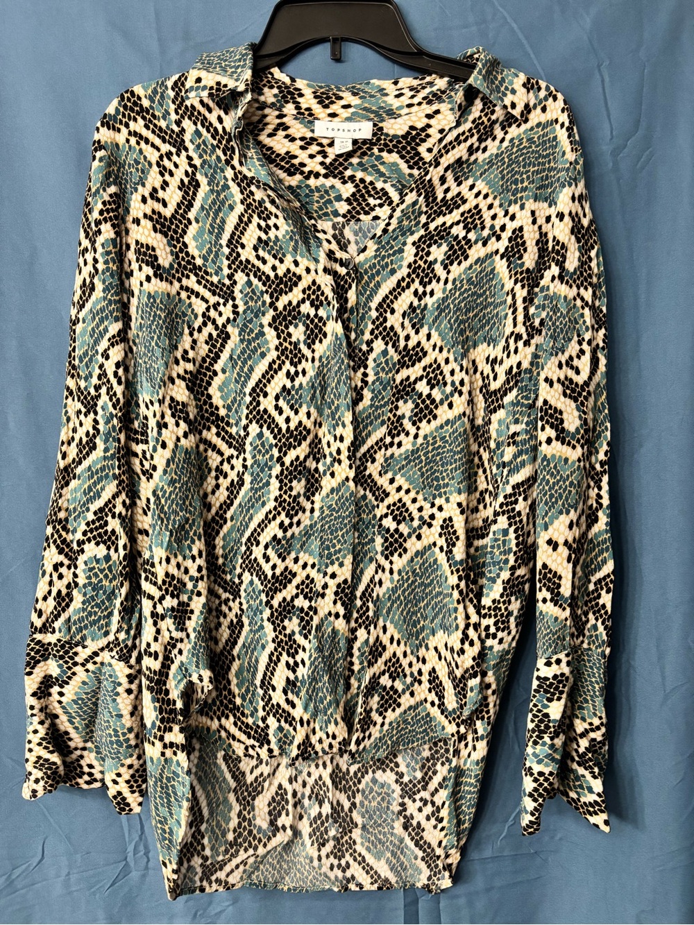 torrid Teal Snake-Print Button-Down Blouse